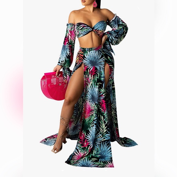 Tropical Maxi Skirt Set 🌴💙 - Picture 4 of 6